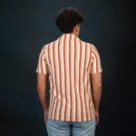 Crochet Stripe Textured T-shirt in Red - Image 3