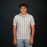 Crochet Stripe Textured T-shirt in Blue
