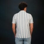Crochet Stripe Textured T-shirt in Blue - Image 3