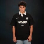 Polo Collar Printed T-shirt In Black