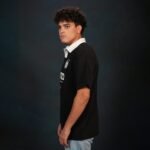 Polo Collar Printed T-shirt In Black - Image 3