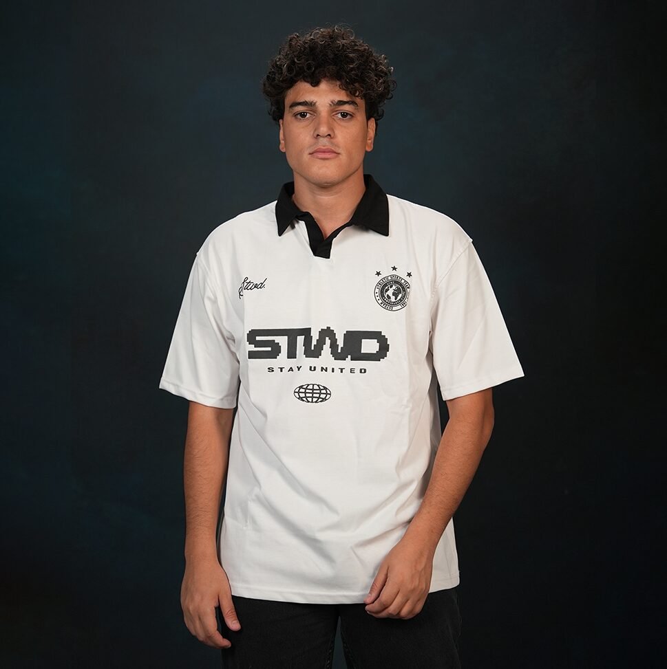24 Polo Collar Printed T-shirt In White - Image 1