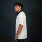 Polo Collar Printed T-shirt In White - Image 3