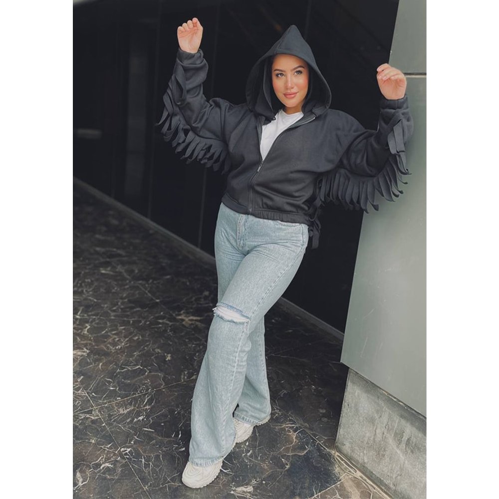 387749041_807786931352279_6382502167624159376_n Trim Zip Up Crop Hoodie Drop Shoulder - Image 1