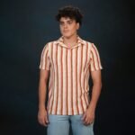 Crochet Stripe Textured T-shirt in Red