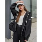 Hooded Street Style Cardigan In Black - Image 3